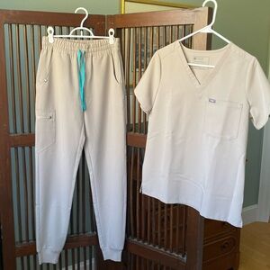 NWOT Figs Catarina + High Waisted Zamora set - Boulder - s top, xs tall bottoms